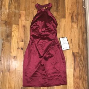 Macys red halter top dress slim social